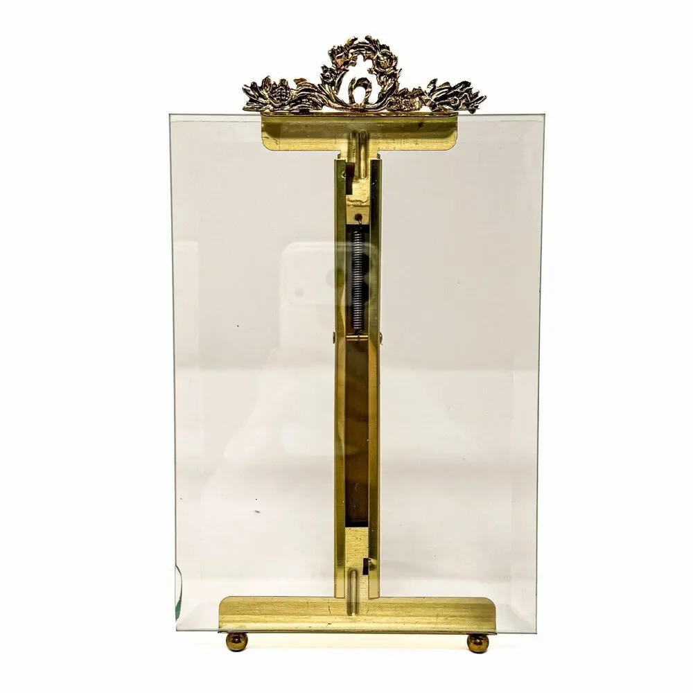 Vintage French Empire Style Beveled Glass Picture Frame Gilt Brass 5x7 Ornate